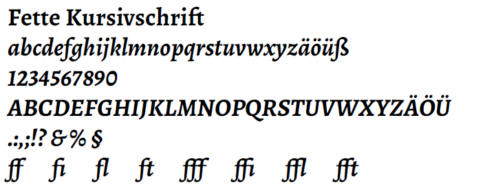 Alegreya fette Kursivschrift in LaTeX Beispiel