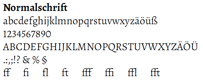 Alegreya Normalschrift in LaTeX Beispiel