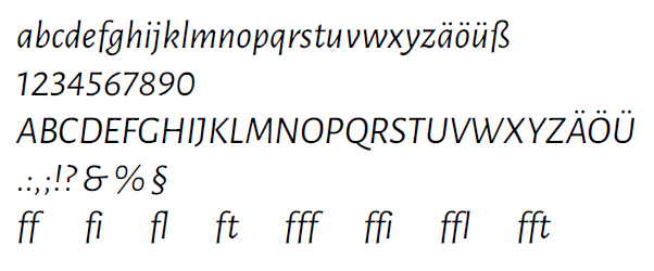 Alegreya Sans Kursivschrift in LaTeX Beispiel