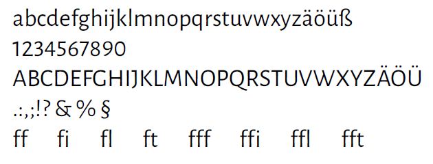 Alegreya Sans Normalschrift in LaTeX Beispiel