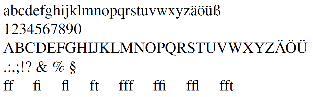 Times New Roman Normalschrift in LaTeX Beispiel